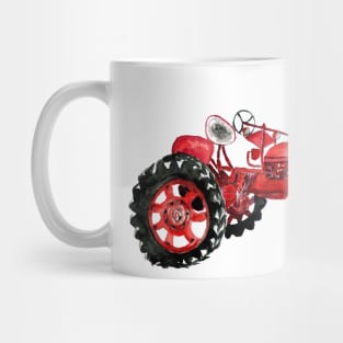 Old Red Tractor in watercolors Mug